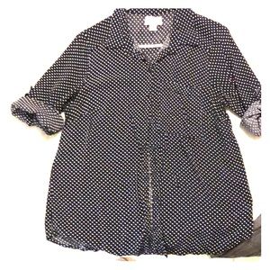 Vixbe Button Down 3/4 length sleeve polka dot top